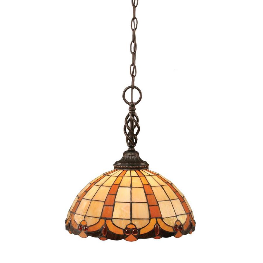 Brooster 14.75 in W Dark Granite Pendant Light with Tiffany Style Shade