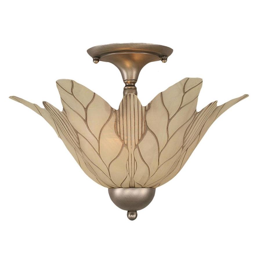 16 in W Brushed Nickel Textured Semi Flush Mount Light