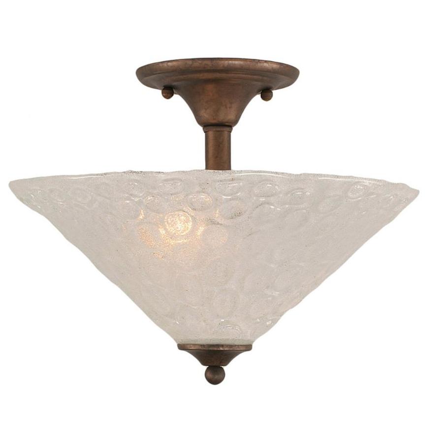 16 in W Bronze Frosted Glass Semi Flush Mount Light