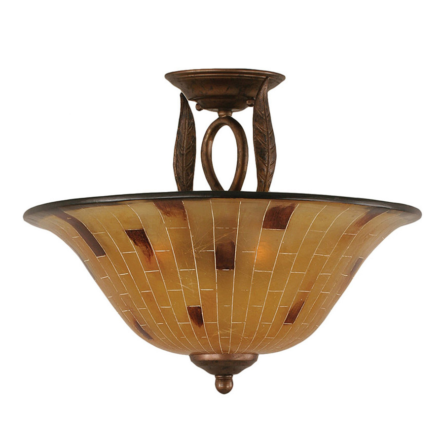 16 in W Bronze Textured Semi Flush Mount Light