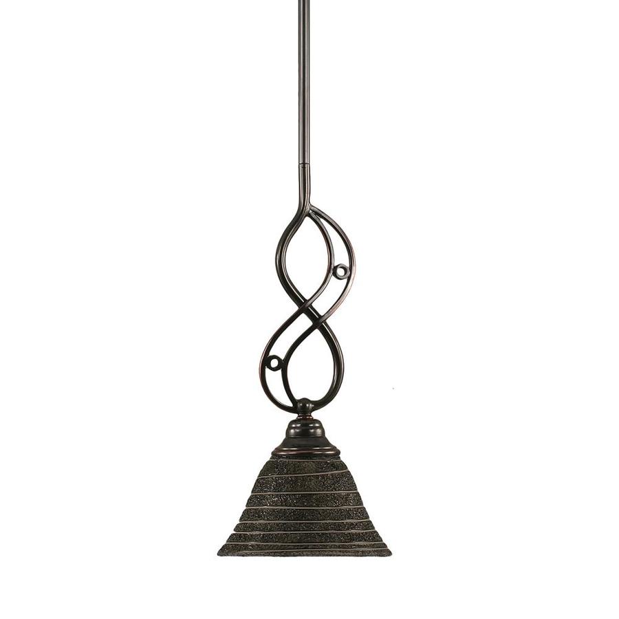 Brooster 7 in W Black Copper Mini Pendant Light with Textured Shade