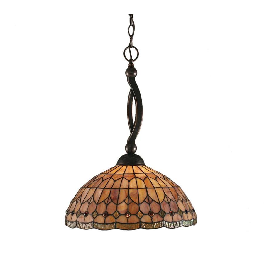 Brooster 15 in W Black Copper Pendant Light with Tiffany Style Shade