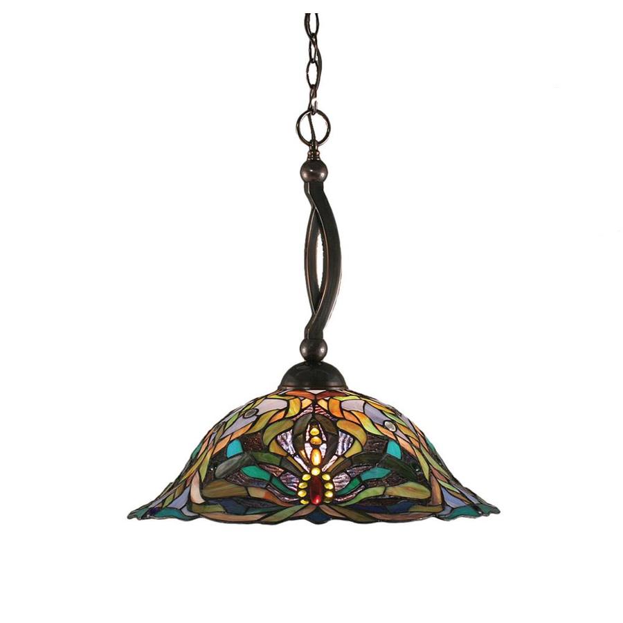 Brooster 19 in W Black Copper Pendant Light with Tiffany Style Shade