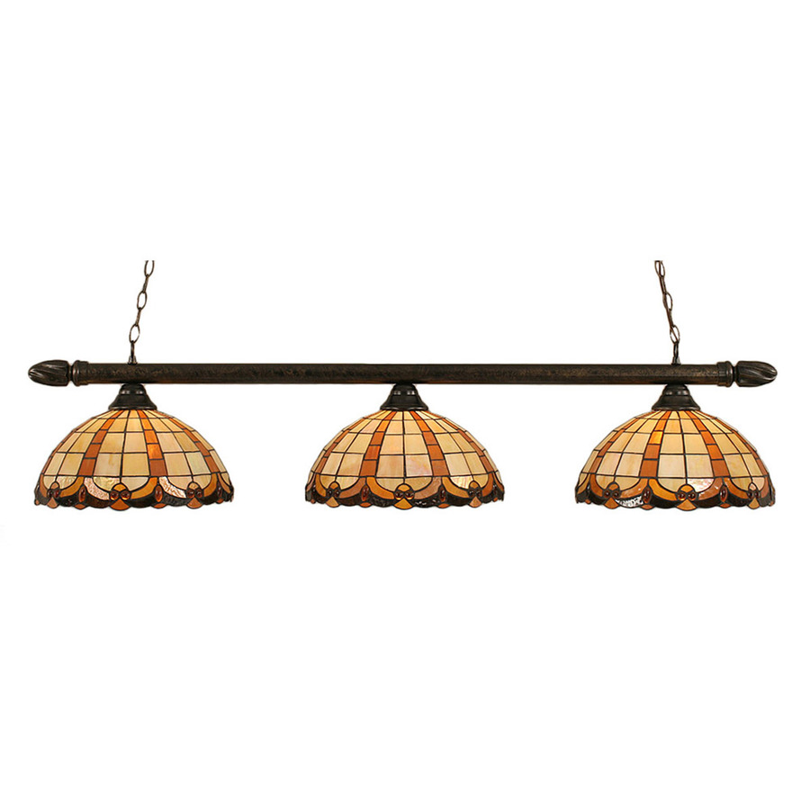 Brooster 14.5 in W 3 Light Bronze Kitchen Island Light with Tiffany Style Shade