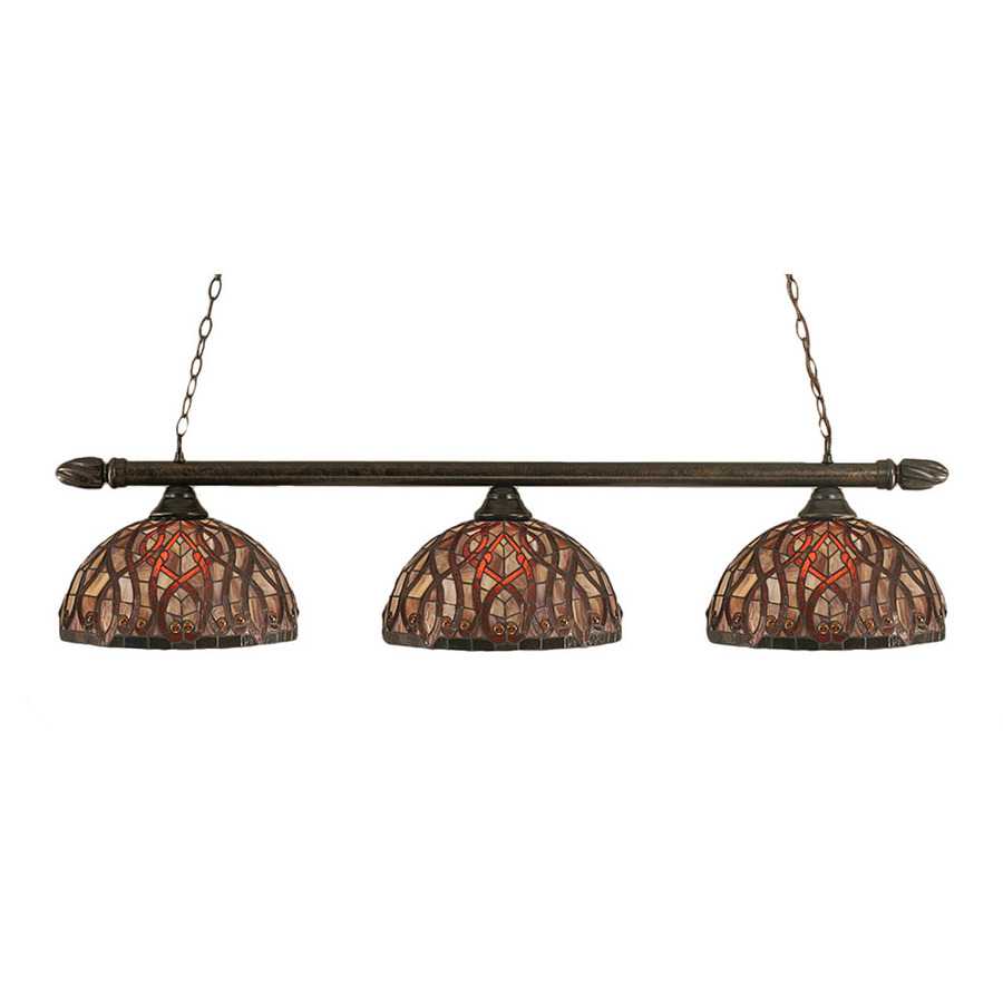 Brooster 15 in W 3 Light Bronze Kitchen Island Light with Tiffany Style Shade