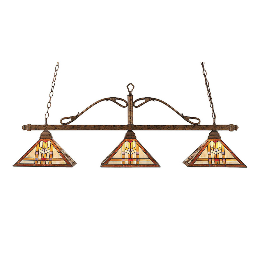 Brooster 14 in W 3 Light Bronze Kitchen Island Light with Tiffany Style Shade