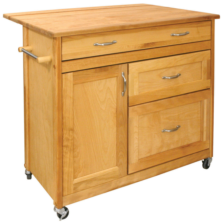 Catskill Craftsmen 40 in L x 26.5 in W x 34.5 in H Natural Kitchen Island with Casters