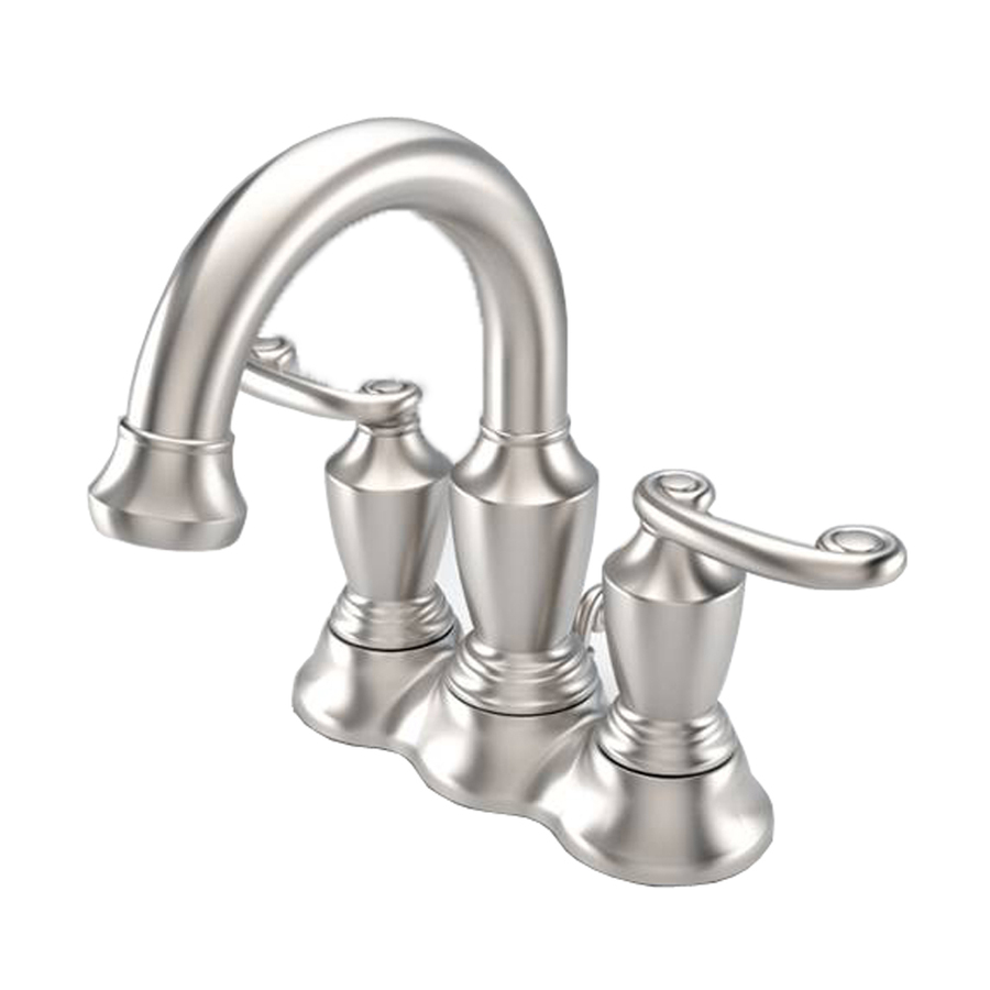 AquaSource Satin Nickel 2 Handle 4 in Centerset WaterSense Labeled Bathroom Sink Faucet (Drain Included)