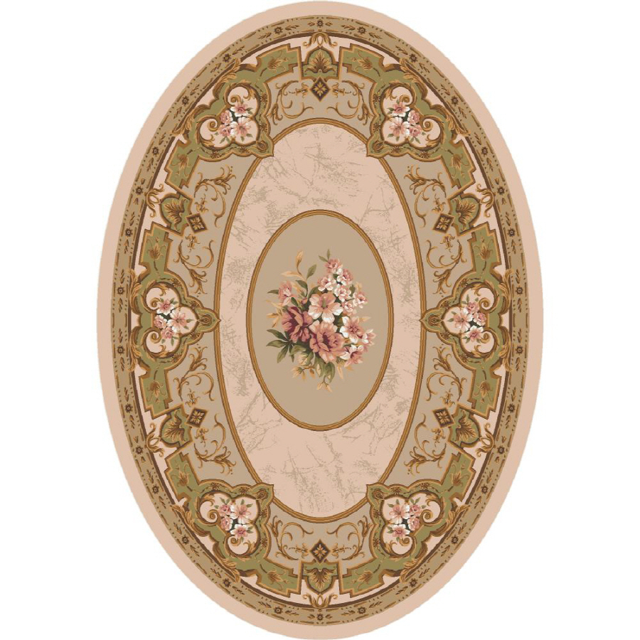 Milliken Montfluer 5 ft 4 in x 7 ft 8 in Oval Beige Floral Area Rug