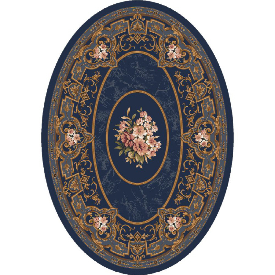 Milliken Montfluer 5 ft 4 in x 7 ft 8 in Oval Blue Floral Area Rug