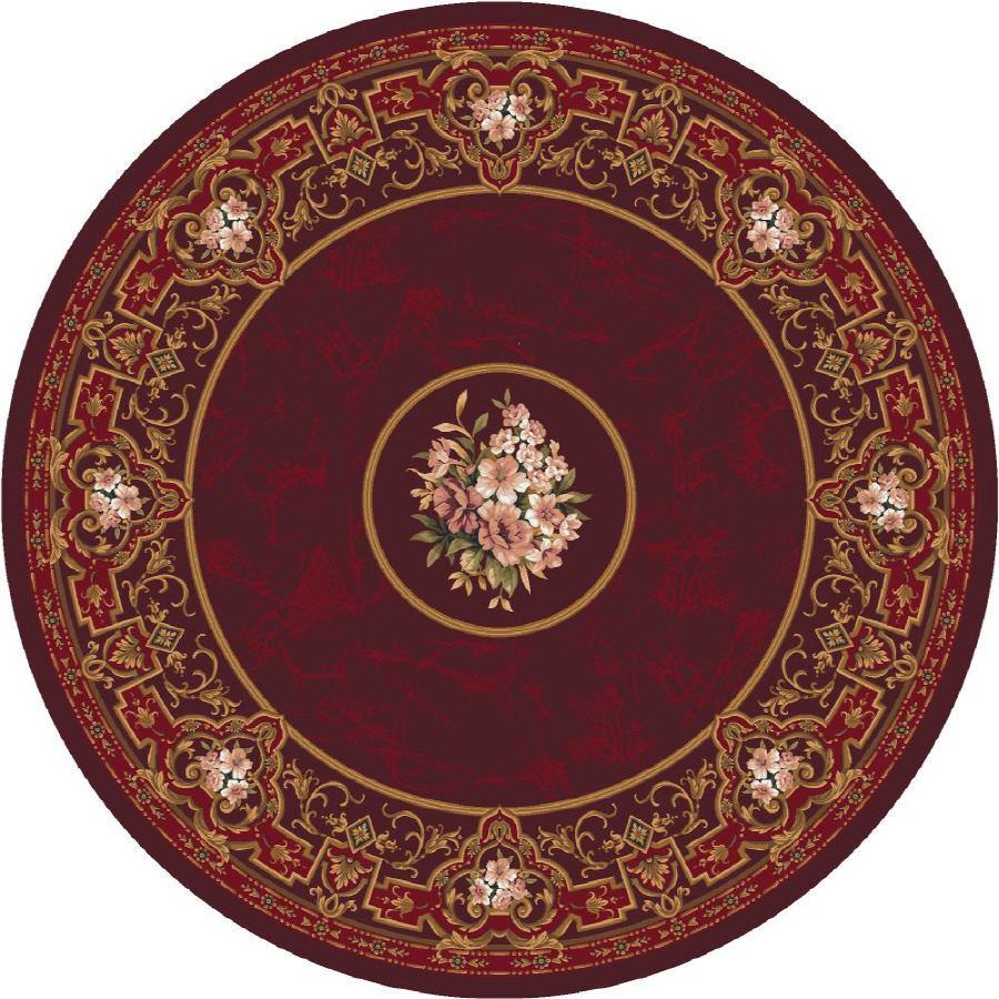 Milliken Montfluer 7 ft 7 in x  7 ft 7 in Round Red Floral Area Rug