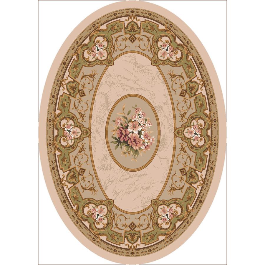 Milliken Montfluer 3 ft 10 in x 5 ft 4 in Oval Beige Floral Area Rug