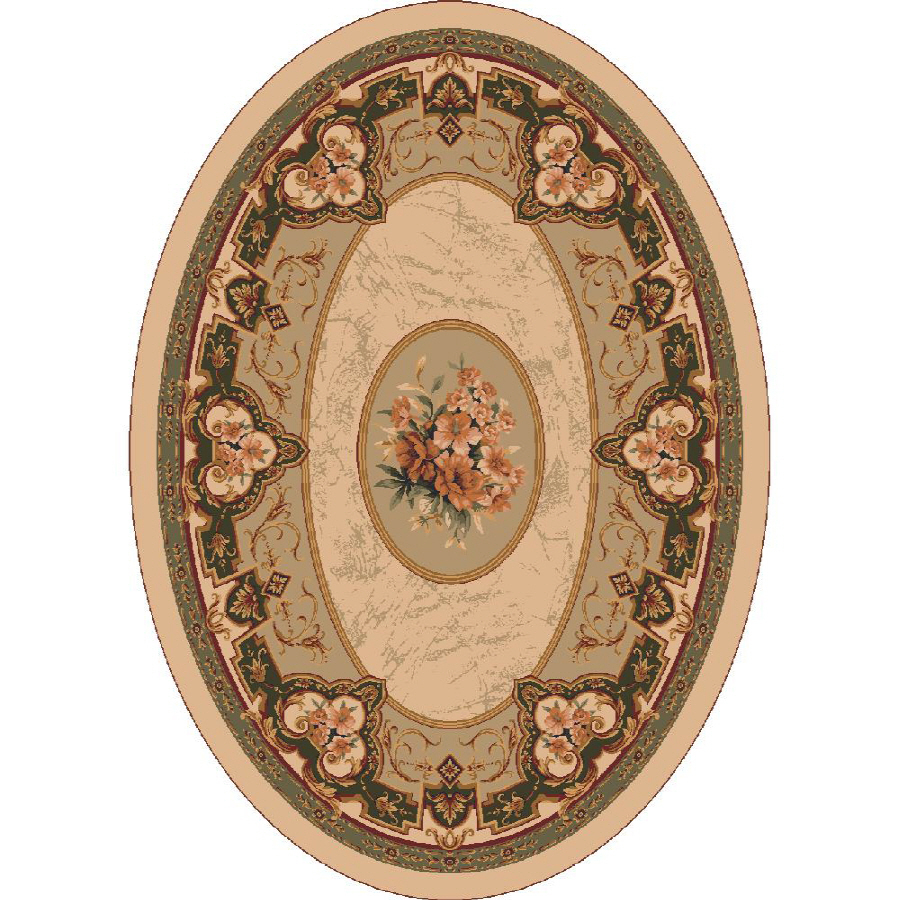 Milliken Montfluer 3 ft 10 in x 5 ft 4 in Oval Beige Floral Area Rug