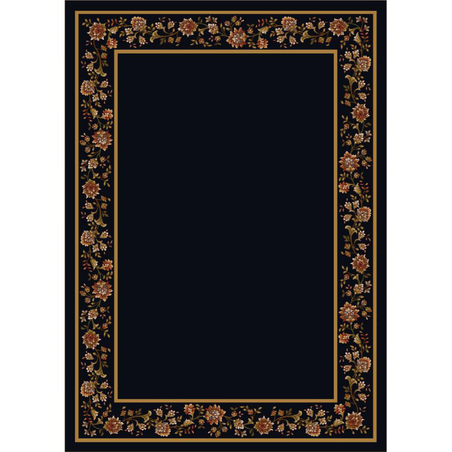 Milliken Chatsworth Rectangular Black Floral Tufted Area Rug (Common 8 ft x 11 ft; Actual 7.66 ft x 10.75 ft)