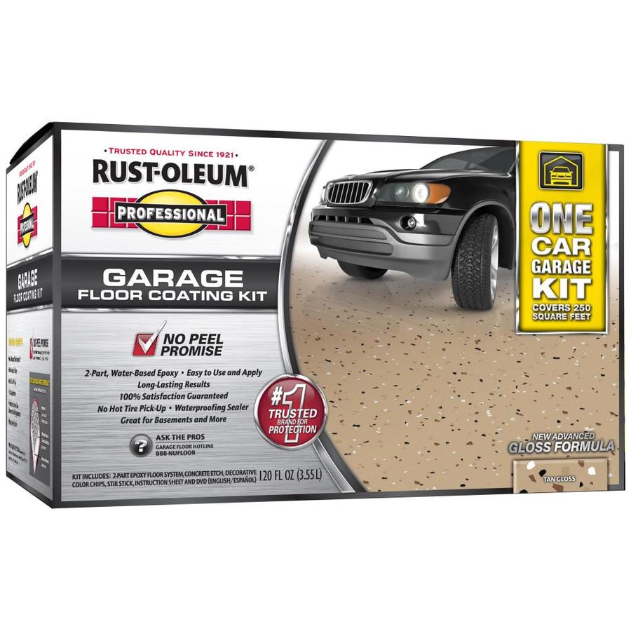 Shop RustOleum Professional Kit Interior Gloss Garage Floor Epoxy Kit Tan WaterBase Paint