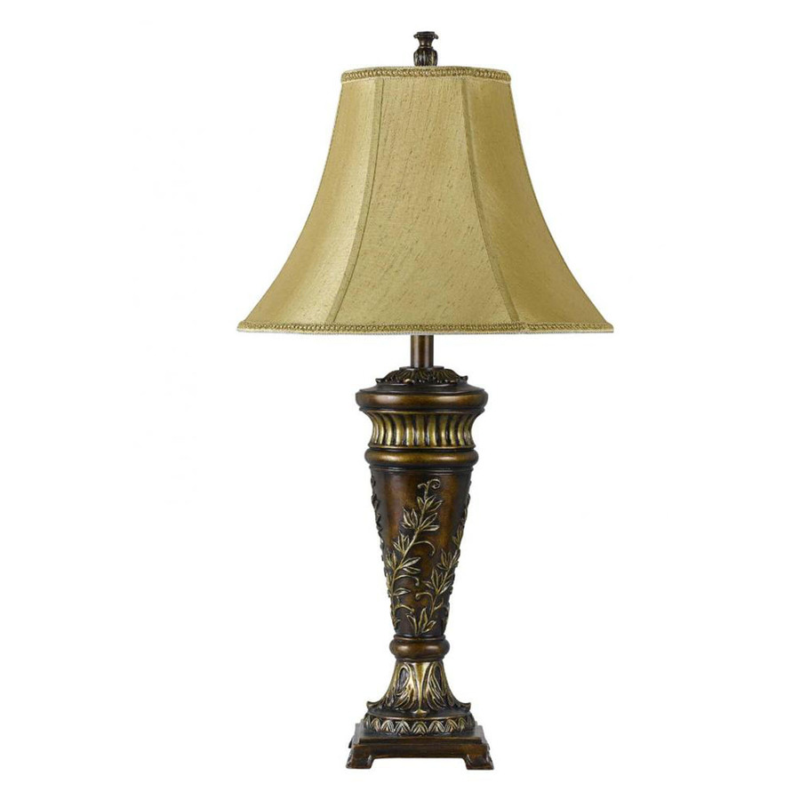 Axis 32 in 3 Way Walnut Indoor Table Lamp with Fabric Shade