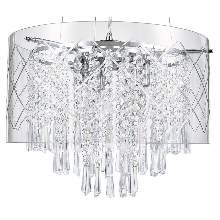 Style Selections Royalston Chrome Multi-Light Modern//Contemporary Crystal Drum Pendant