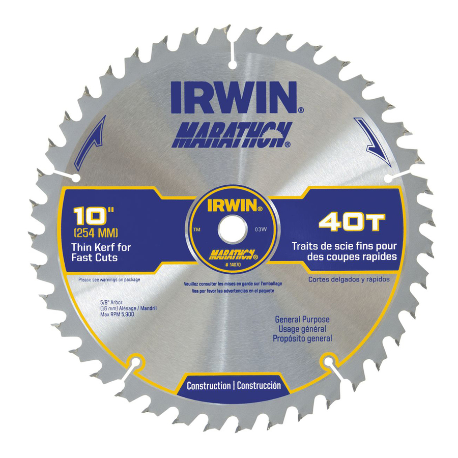 IRWIN Marathon 10 in 40 Tooth Circular Saw Blade