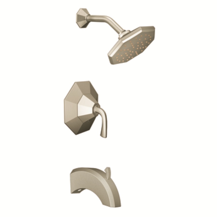 Moen Felicity Brushed Nickel 1 Handle Bathtub and Shower Faucet Trim Kit with Rain Showerhead