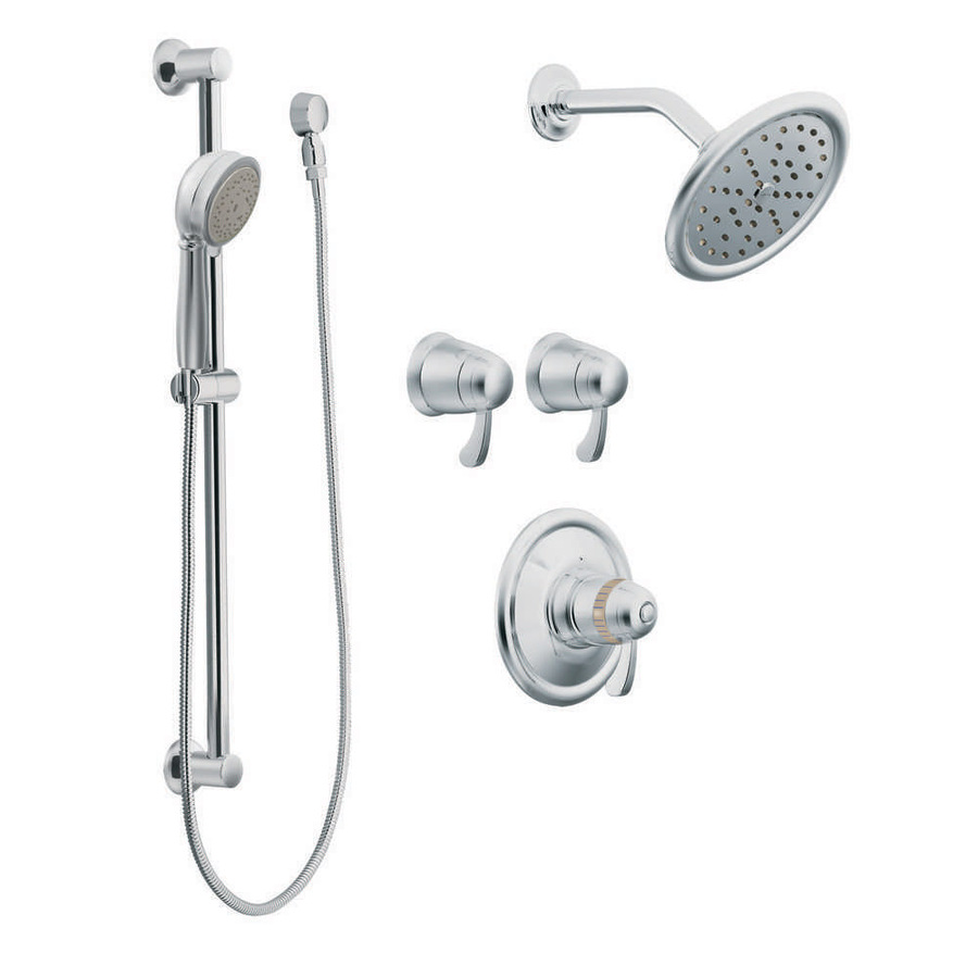 Moen ExactTemp Chrome 1 Handle Vertical Shower System with Multi Head Showerhead