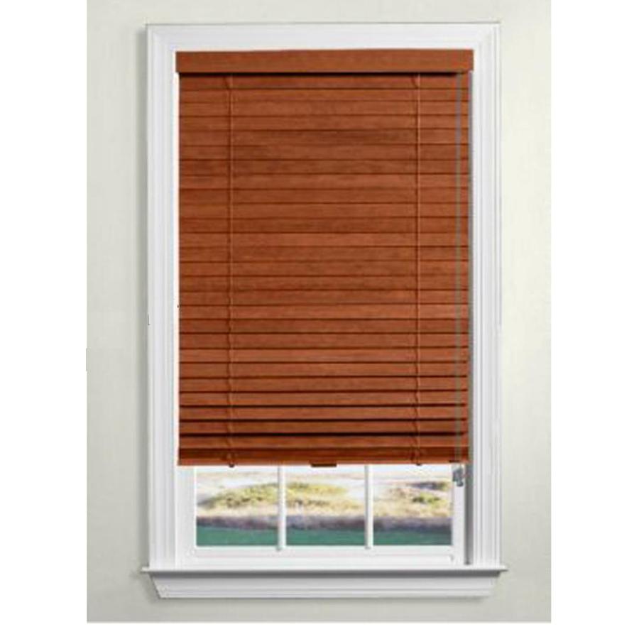 Custom Size Now by Levolor 36 in W x 64 in L Rustic Oak Wood 2 in Slat Room Darkening Plantation Blinds