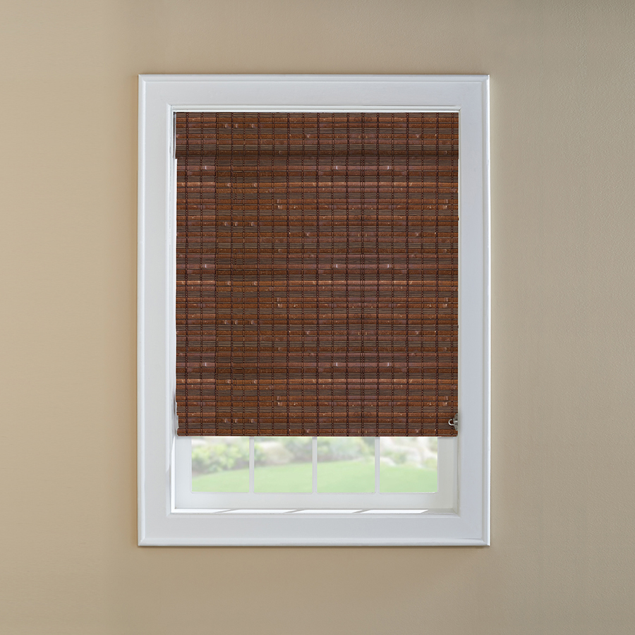 Custom Size Now by Levolor 48 in W x 60 in L Cinnamon Bamboo Light Filtering Natural Roman Shade