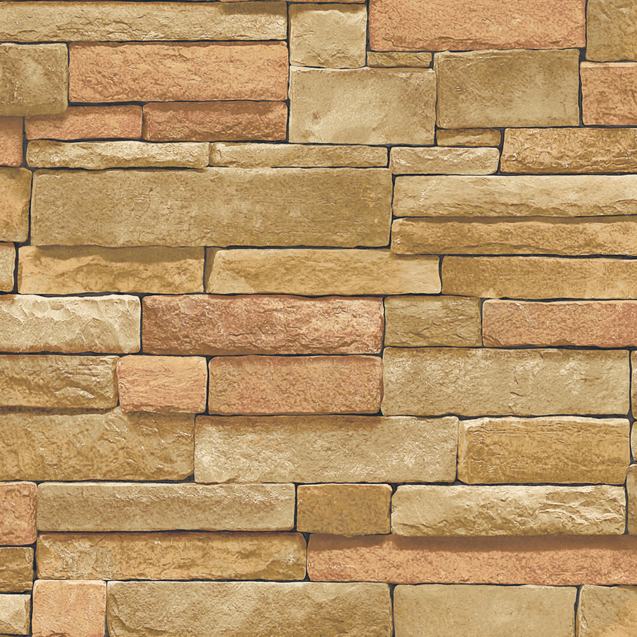 Ver allen + roth Brown Earth Tone Stone Wallpaper at Lowes