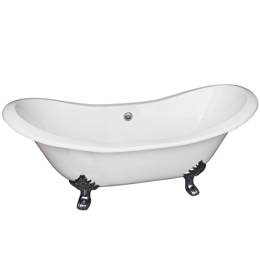 Barclay 71 in L x 30.5 in W x 30 in H White Cast Iron Oval Clawfoot Bathtub with Center Drain