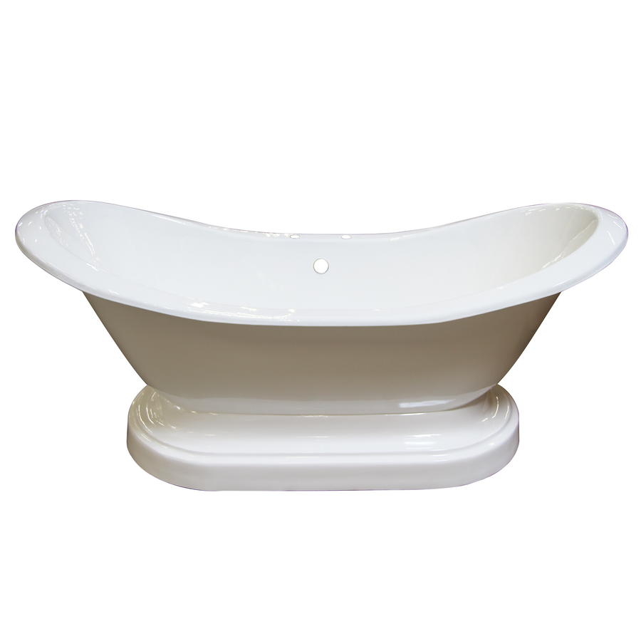 Barclay 71 in L x 30 in W x 31 in H White Cast Iron Oval Pedestal Bathtub with Center Drain