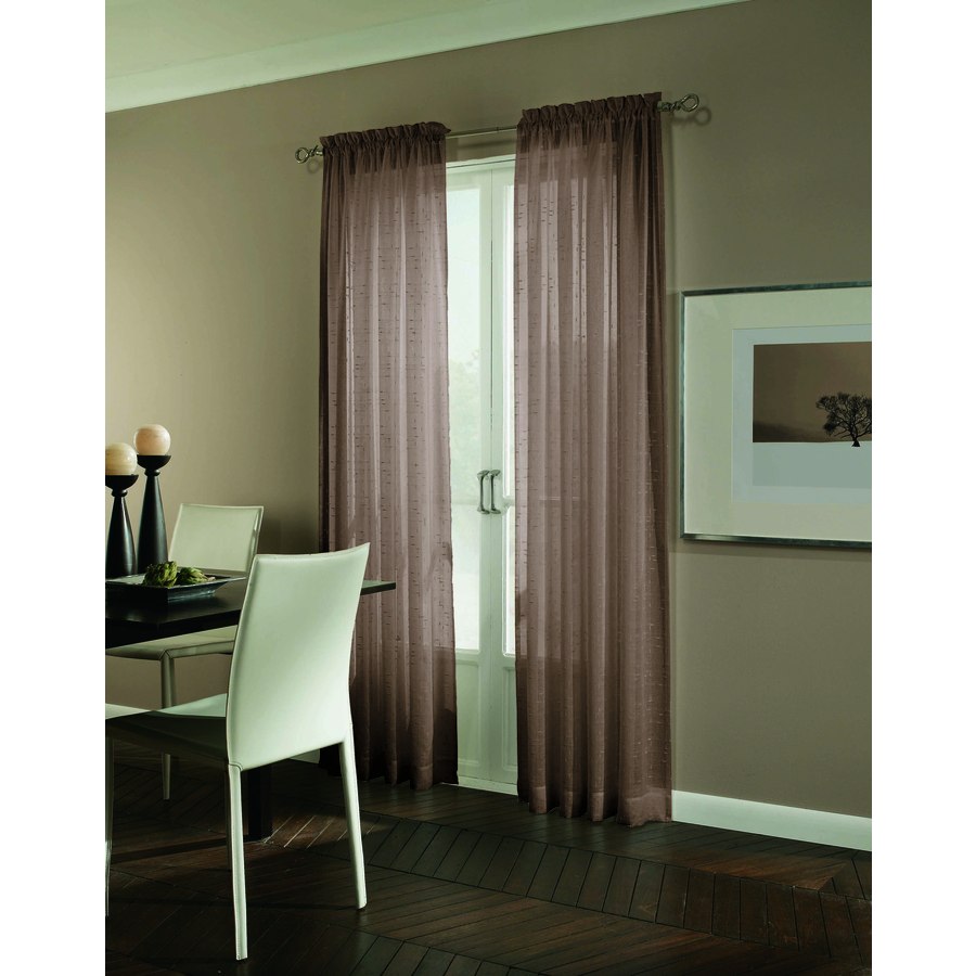 allen + roth Williamston 84 in L Solid Cocoa Rod Pocket Sheer Curtain