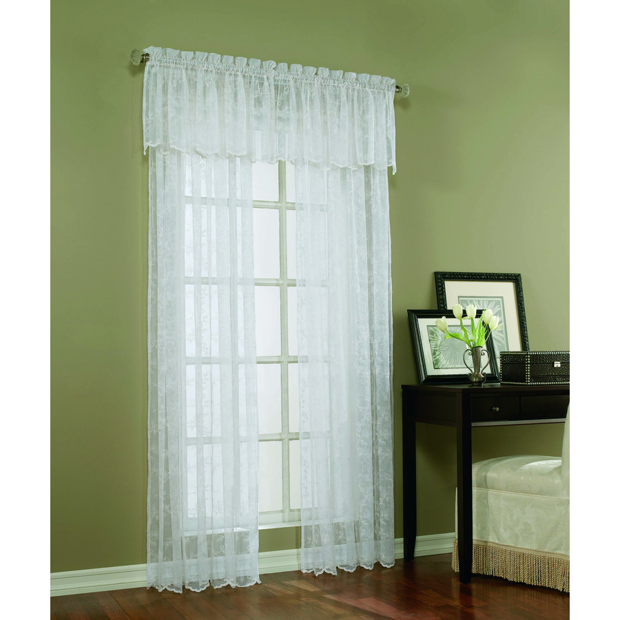 Style Selections Cecelia 84 in L Floral White Rod Pocket Sheer Curtain