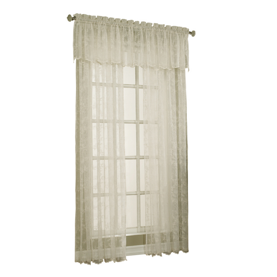 Style Selections 17 in L Ivory Cecelia Scalloped Valance