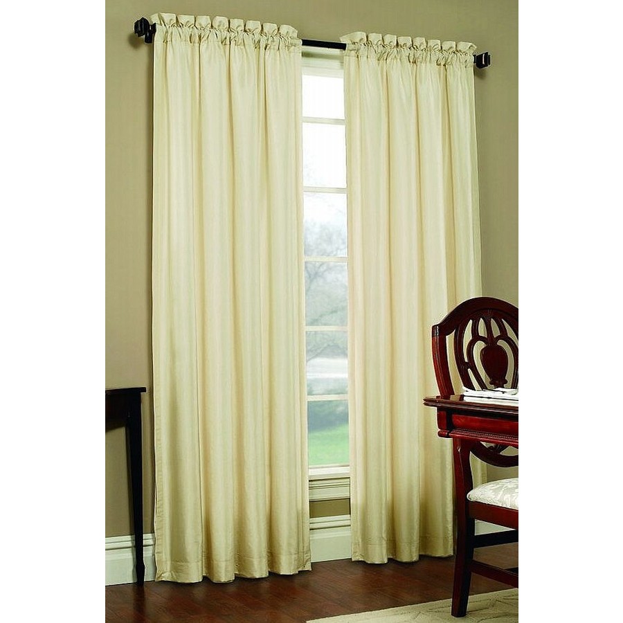 allen + roth Columbia 63 in L Solid Ivory Rod Pocket Curtain Panel