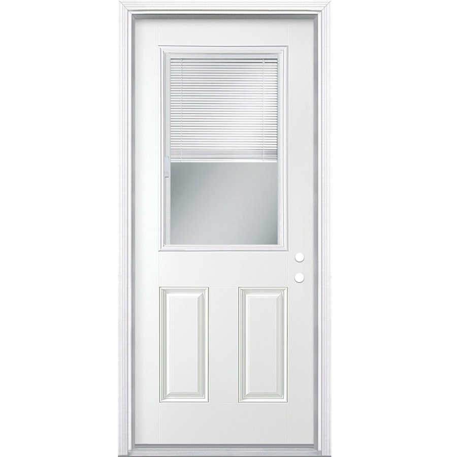 ReliaBilt Blinds Between The Glass Half Lite Prehung Inswing Steel Entry Door (Common 80 in; Actual 40 in x 82.75 in)