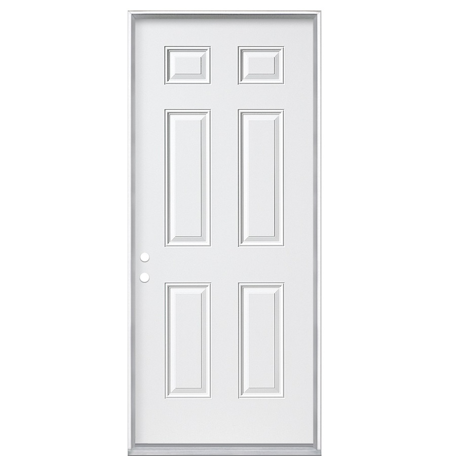 ReliaBilt Fire Resistant 6 Panel Prehung Inswing Steel Entry Door (Common 80 in; Actual 33.5 in x 81.5 in)