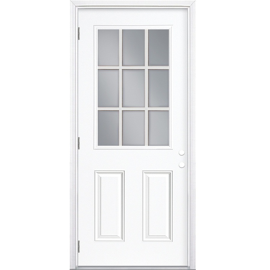 ReliaBilt 9 Lite Prehung Outswing Steel Entry Door Prehung (Common 80 in; Actual 81.875 in x 40 in)