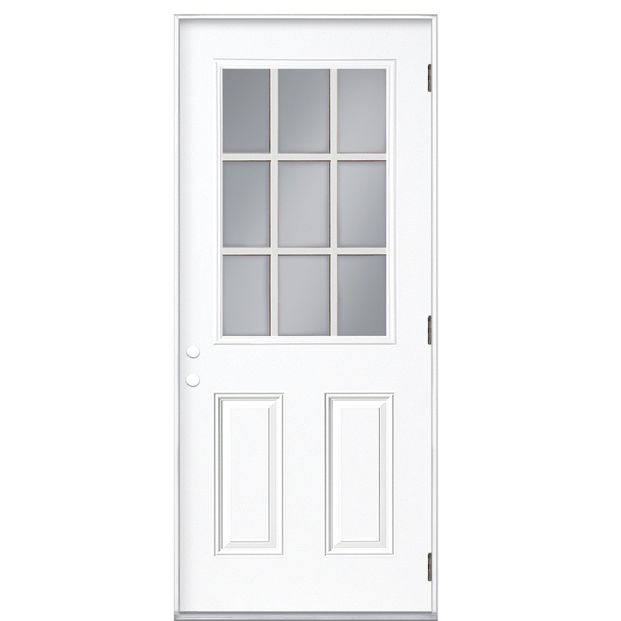 Shop ReliaBilt 9-Lite Prehung Outswing Steel Entry Door (Common: 32-in ...
