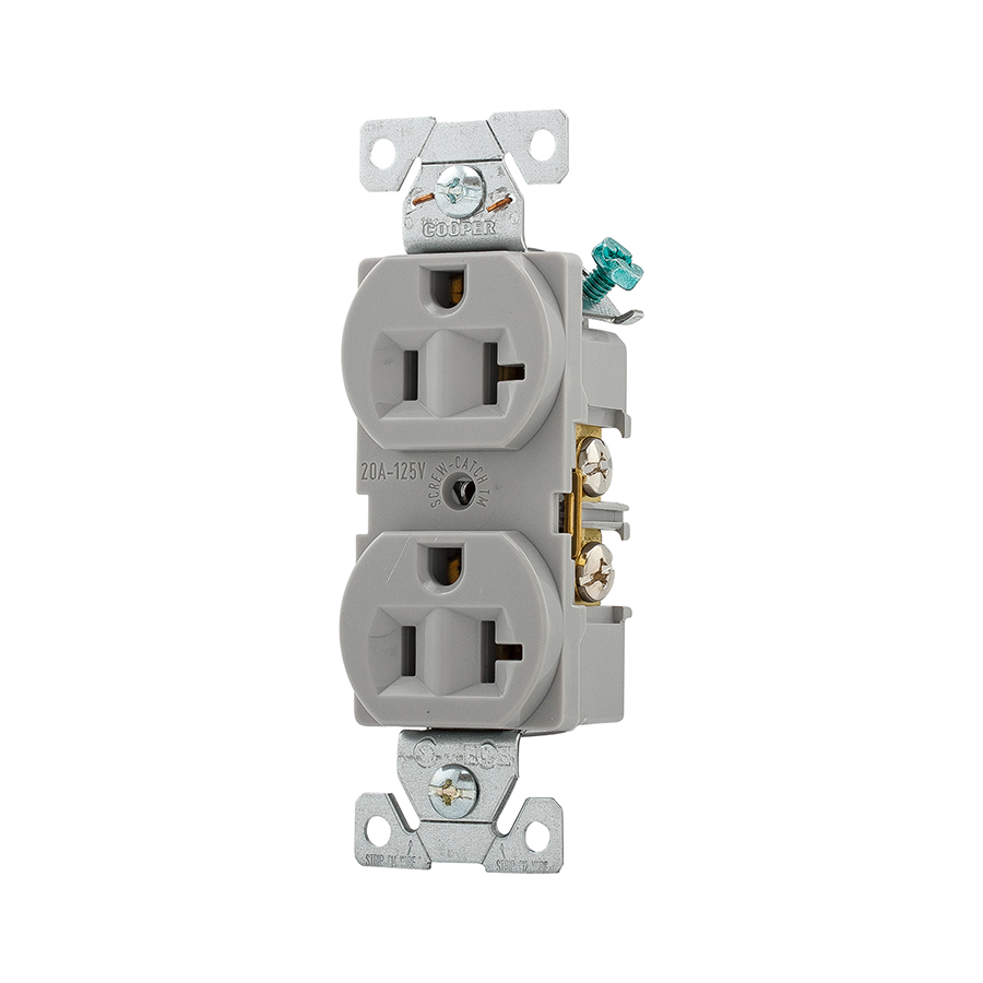 Cooper Wiring Devices 20 Amp Gray Duplex Electrical Outlet