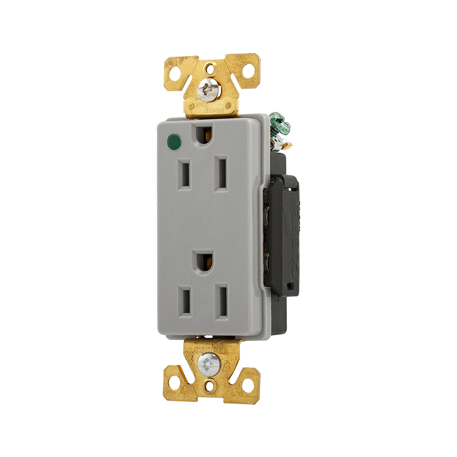 Cooper Wiring Devices 15 Amp Gray Decorator Duplex Electrical Outlet