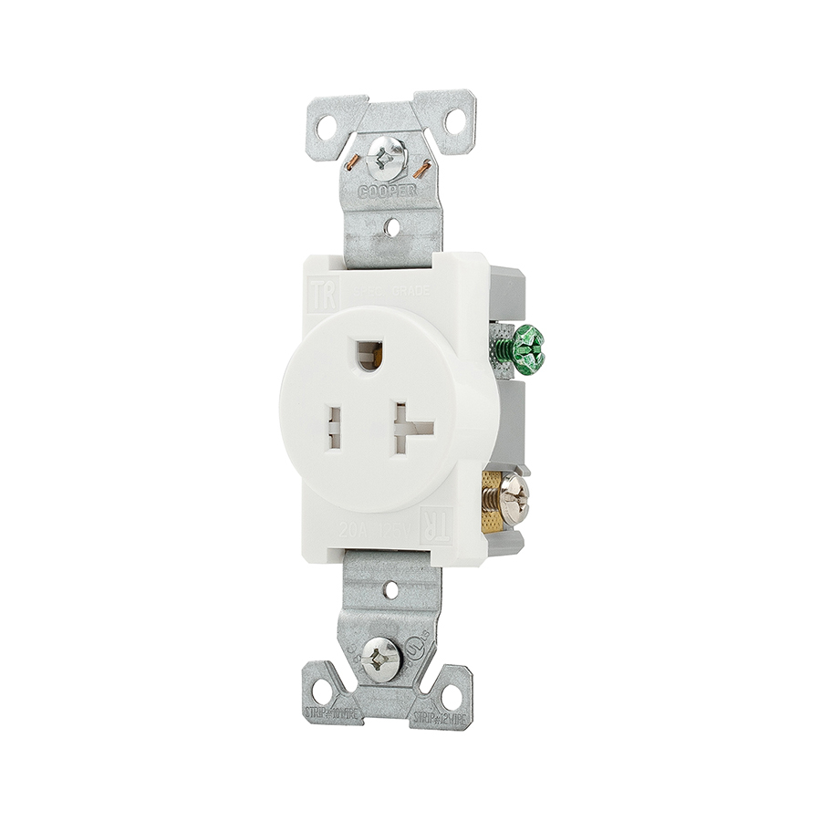 Cooper Wiring Devices 20 Amp White Single Electrical Outlet