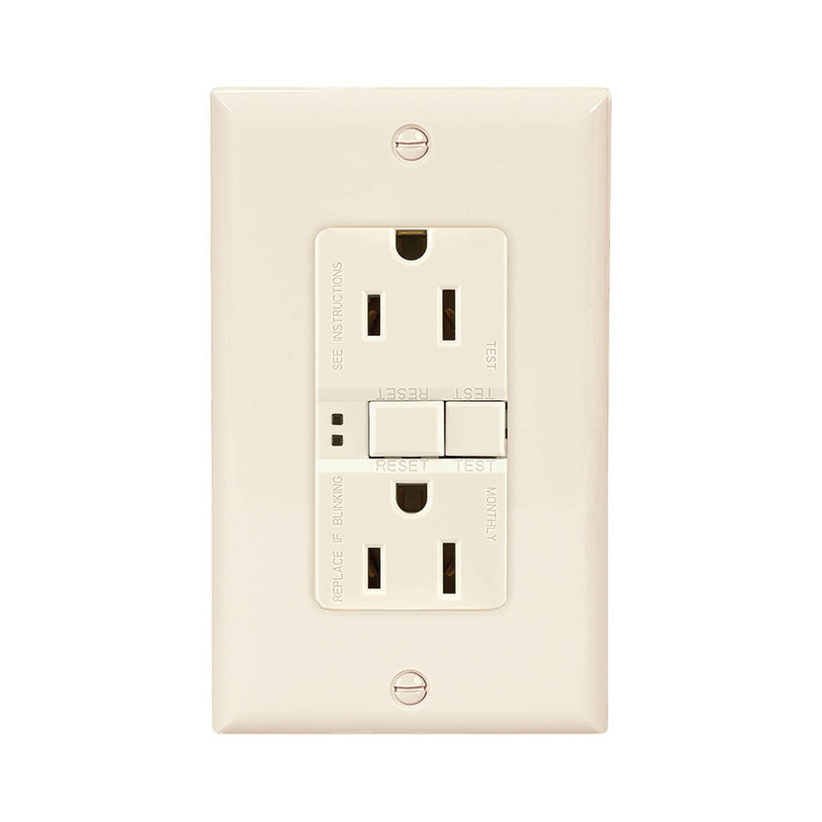 Eaton 15 Amp 125 Volt Ivory Indoor GFCI Decorator Wall Outlet