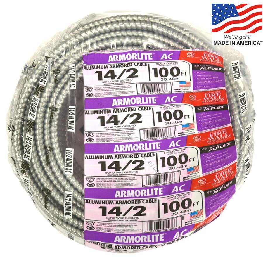 100 ft 14/2 Aluminum BX Cable