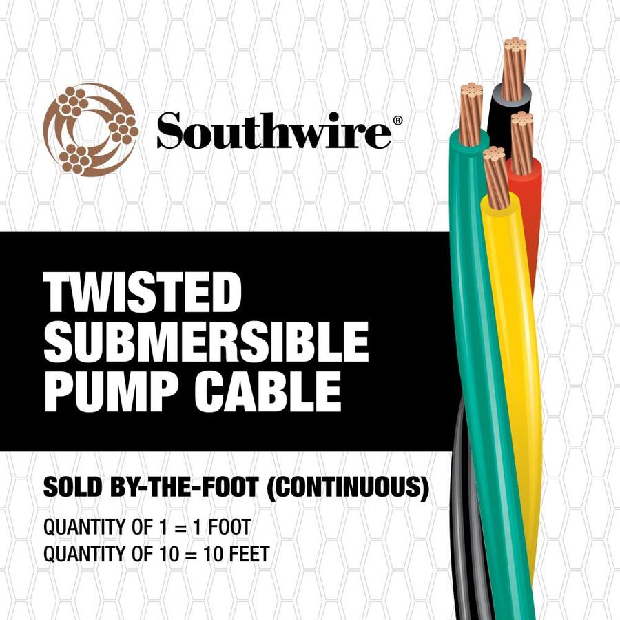 Southwire 12 AWG 4 Conductor Twisted Submersible Pump Cable (By the Foot)
