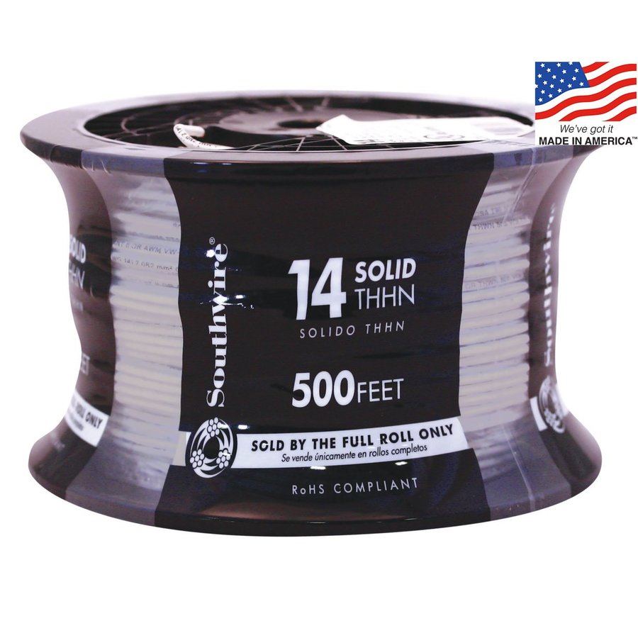 500 ft 14 AWG Solid Grey Copper THHN Wire (By the Roll)