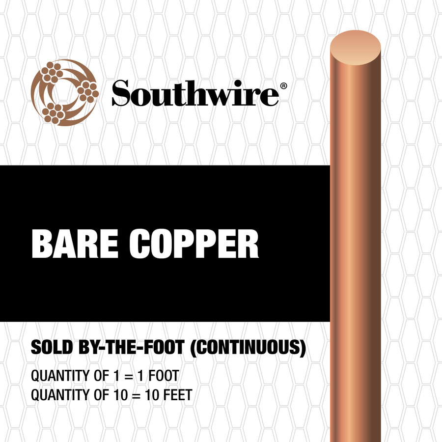 6 Gauge Solid Soft Drawn Copper Bare Wire (By the Foot)