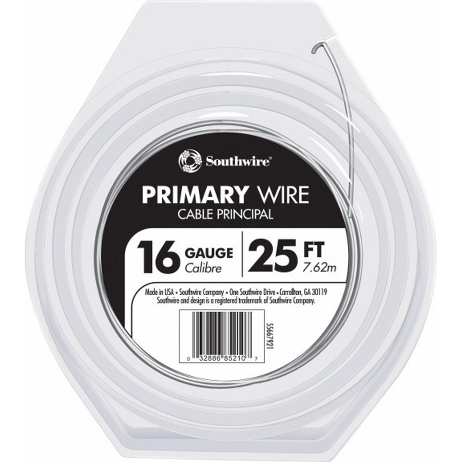 25 ft 16 AWG Stranded White GPT Primary Wire