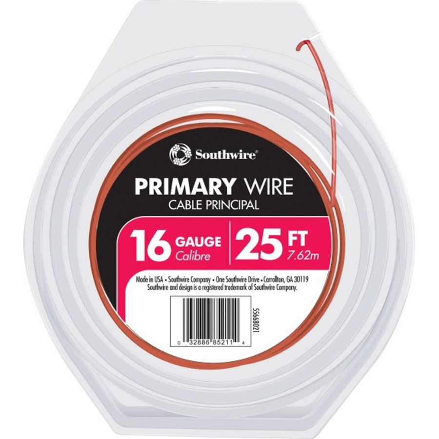 25 ft 16 AWG Stranded Red GPT Primary Wire