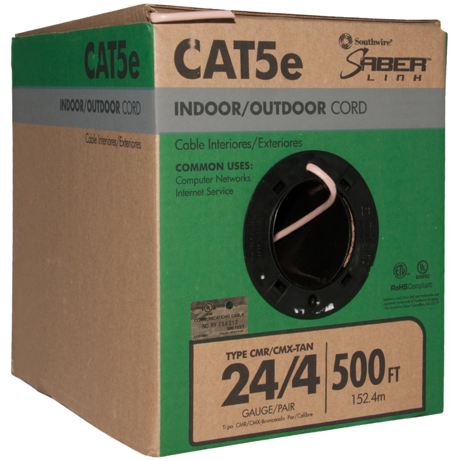 Southwire 500 ft 24/4 CAT 5E Indoor/Outdoor Beige Data Cable