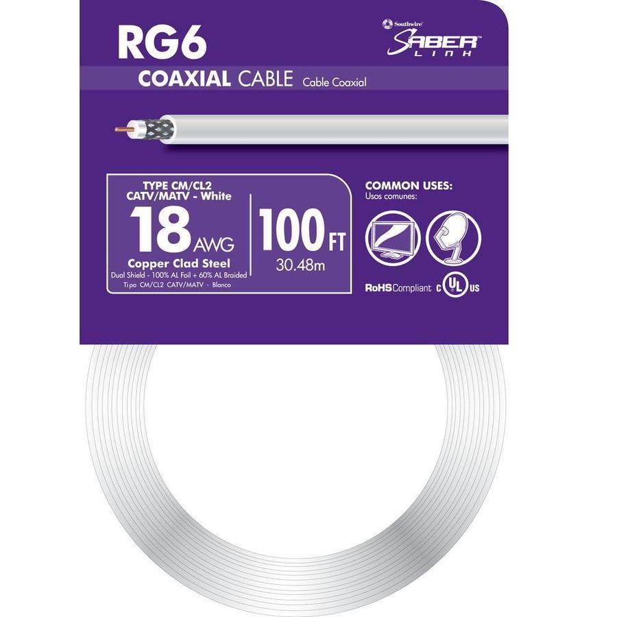 Southwire 100 ft 18 AWG RG6 White Coax Cable