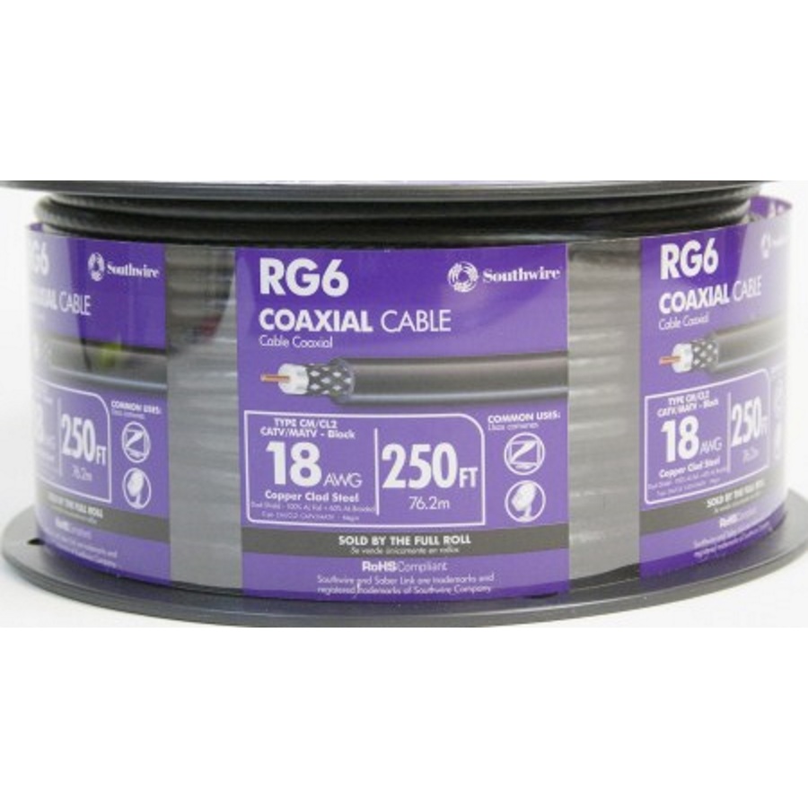 250 ft 18 AWG RG6 Black Coax Cable